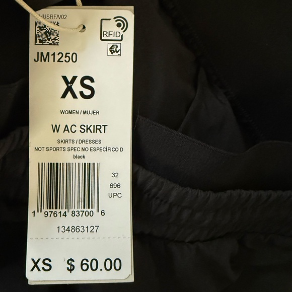 Adidas Adiclub Skirt Black Maxi Long XS JM1250‎ Split Hem Zipper Pockets Stretch - Picture 7 of 7